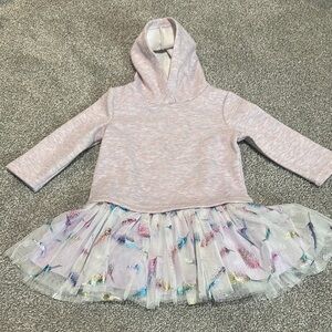 Nordstrom Pippa &‎ Julie purple hoodie w/tulle skirt colorful metallic feathers